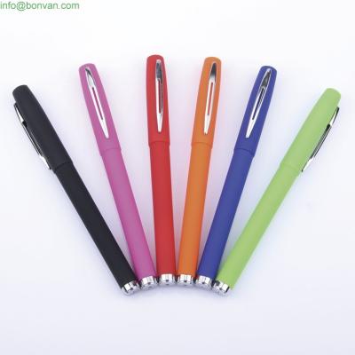 China colorful gel ink pen, rubber sprayed gift office sign roller ink pen, gel ink pen for sale