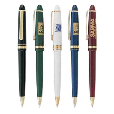 China retractable hotel use logo brand plastic promotion pen,golden rings click plastic ball pen for sale