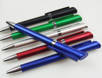 China good finish elegant metallic twist promotional advertising logo plastic ball point pen for sale