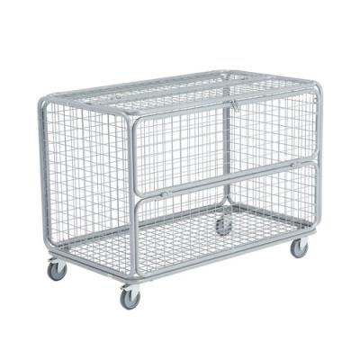 China Durable New Model Customized Warehouse Trolley Storage Cage With Metallic Wheels Warehouse Trolley for sale