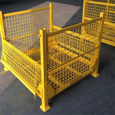 China Colorful Portable Wire Mesh Container Metal Storage Mesh Containers Pallet Rack Warehouse Logistics Transport Warehouse Perfect Quality for sale