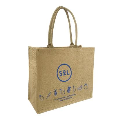 China Eco-friendly Reusable Pe Liner Burlap Shopping Waterproof Beach Tote Bag With Handle for sale