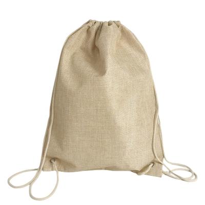 China Eco-Friendly Reusable Wholesale Custom Canvas Storage Dust Backpack White Jute Drawstring Bags for sale