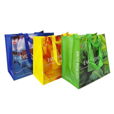 China Eco-Friendly Reusable Hot Sale Rpet Stitchbond Lamination Eco Shopping Bags With Logos for sale