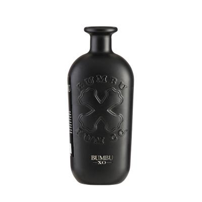 China Beverage Factory Sales Deep Treated Spray Bottles Matte Black Color Glass Bottle With Hot Stamping Gold Logo for sale