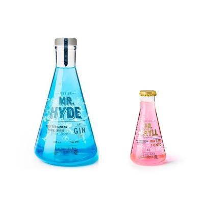 China Beverage Factory Direct Sales Lab Smelling Conical Flask Juniper Tonic Glass Bottle 200ml 70cl for sale