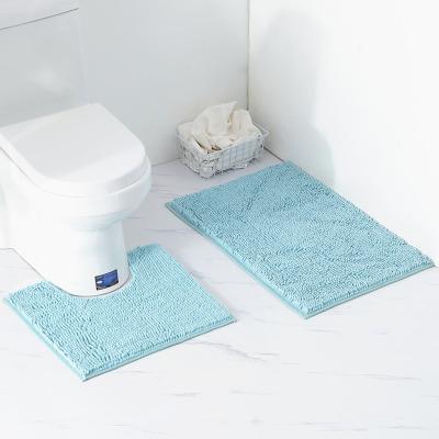 China Washable Hot selling style 3 Pieces Bathroom Rugs Set Super absorbent chenille floor mat for sale