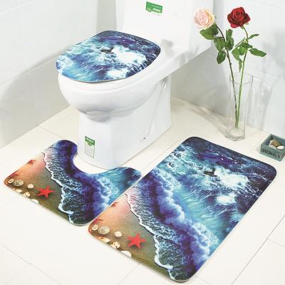 China 3D Safety Sustainable Soft Toilet Mats Washing Machine Pad Bathroom Mat Set for sale