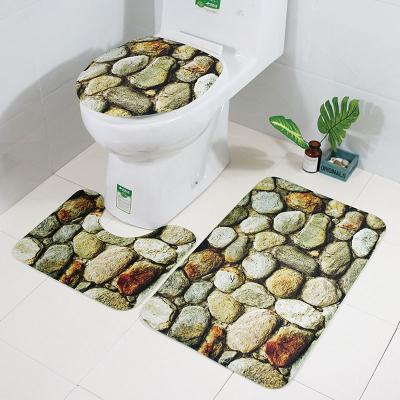 China Factory Viable Sales High Quality Toilet Set Bathroom Mat 3 Piece Non Slip Comfortable Bath Mat for sale