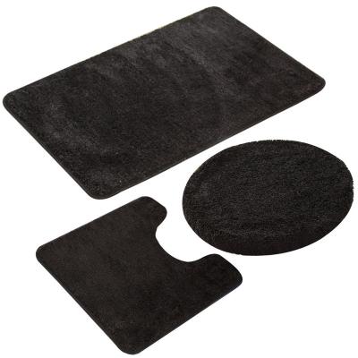 China Sustainable Microfiber Bathroom Floor Mat Toilet Three Piece Set Water Absorbing Non-slip Hotel Bath Mat for sale