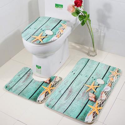 China Sustainably Non Slip Bathroom Rug Absorbent Rug 3 Pcs Set Soft Comfortable Bath Mat Set for sale