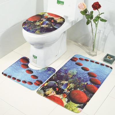 China Durable 40x60 Bathroom Floor Mats Non-Slip 3 Piece Covers Set Bathroom Mats Toilet Mats for sale