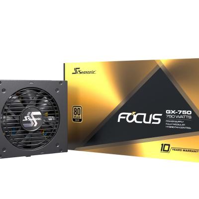 China SEASONIC FOCUS GX750 Temperature Controlled Power Supply 80PLUS Capacitor Gold All-day Desktop Start-and-End All-Mode Fan for sale