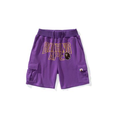 China 2022 Summer Fashion Brand BAPE Men's Embroidery Letter Applique Letter Applique 100% Cotton Half Bag Shorts Pants Middle Pants for sale