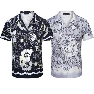 China Spandex/Cotton Fashion Mens Shirt Street Covered With Floral Print Logo Men And Womens Fashion Shorts Sleeve T-shirt Hawaiian Shirt for sale