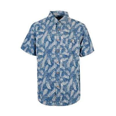 China Wholesale latest viable design casual nice printed men's short sleeve washed out colorful denim shirts for sale