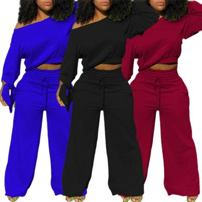 China New Fashion Solid Color Women's Anti-pilling Top Clothing Plus Size Women's 2 Piece Outfit Blouse Clothes for sale