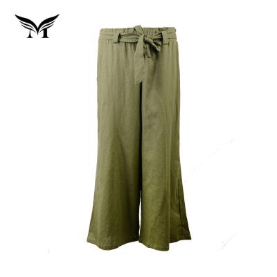 China New Arrival Flare Pants Ladies Casual Comfortable Full Length Wide Leg Canvas High Waisted Pants Women Loose for sale