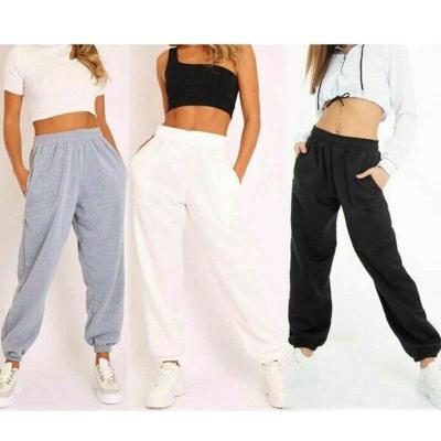 China Anti-Wrinkle 2021 Women Sports Casual Jogger Pants Loose High Waist Pants Women Black for sale