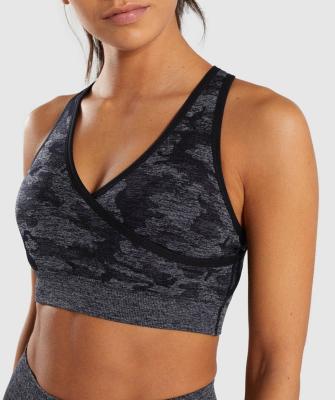 China Nepoagym Breathable Women Camouflage Seamless Bra, Seamless Padded Push Up Bra Women Yoga Tops Sports Shirt Sports Bra for sale