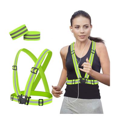 China High Visible Running Adjustable Adjustable Speed ​​Elastic Safety Vest Belt Wristband Strap For Outdoor Night Running for sale