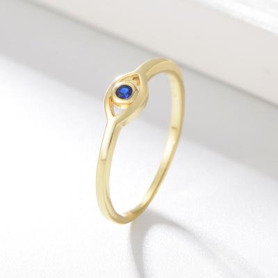 China Trendy Simple Gold Plated 925 Sterling Silver Eye Shape Finger Ring For Women Wedding Jewelry for sale