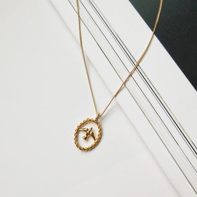 China Trendy Tasty Tiny Gold Chain Necklace Personalized Long Little Bird Charm Pendant Necklace For Girls for sale