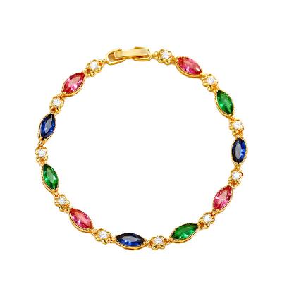 China Retro FASHIONABLE European and American Colorful Shiny Gemstone Bracelet CIA Zircon Bracelet for Women for sale