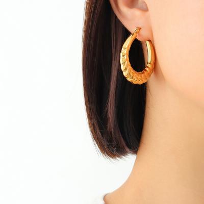 China Trendy Acrylic Geometric Stainless Steel Circle Earring Trendy 18k Gold Plated Earring for sale