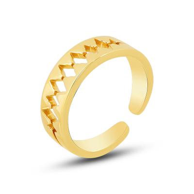 China Cute Fashion Toothed Hollow Ring 18k Gold Plated Stainless Steel Ring for sale