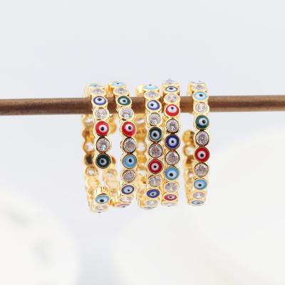 China FASHIONABLE Delicate Zircon Devil's Eye Enamel Open Ring Colorful Zircon Eye Enamel Cuff Ring for sale