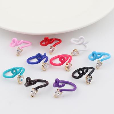 China FASHIONABLE Delicate Zircon Charm Snake Enamel Ring Colorful Snake Open Cuff Enamel Ring for sale