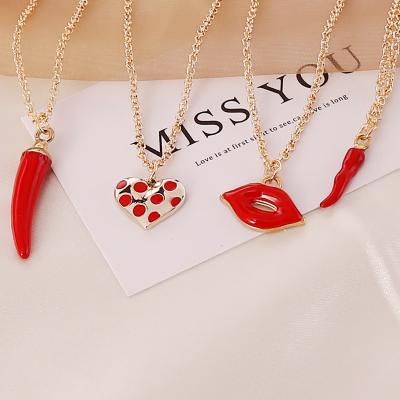 China Brass Red Month Chili Link Choker Necklace Golden CLASSIC for sale