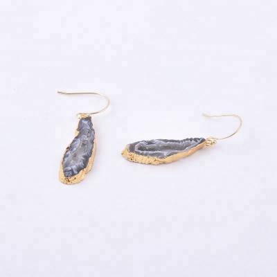 China CLASSIC wholesale druzy sliced ​​stone earrings natural geode earrings big earrings for women gifts for sale