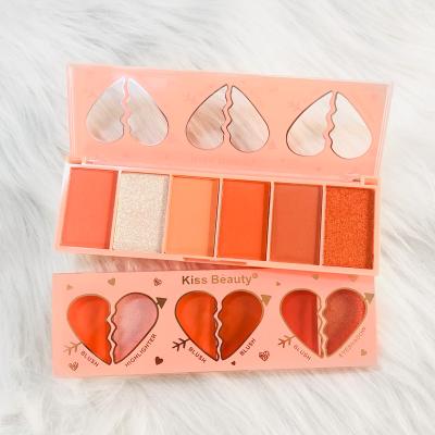 China Series 6 Color Orange Eyeshadow Waterproof Blush Matte Pearlescent Eye Shadow Pigment Eyeshadow Palette Makeup Cosmetics Face Blush for sale