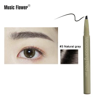 China New Waterproof Music Flower Eyebrow Pencil Hair Brush Soft Blade Shape Long Lasting Waterproof Liquid Microblading Eyebrow Black Pen for sale