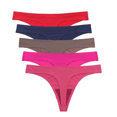 China Woman Antibacterial Laser Cut Thongs Ice Silk Seamless Panties Low Rise Slipy Laser Cut Seluar Dalam Tracelss Brief Underwear Seamless Panties for sale