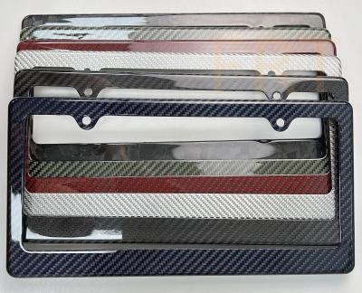 China Blue Carbon Fiber License Plate Frame Carbon Fibre Car Plate Holder For USA Canada Cars for sale