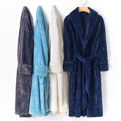 China Factory Wholesale Custom Fleece Flannel Thermal Striped Bathrobe Mens Blank Bathrobe for sale