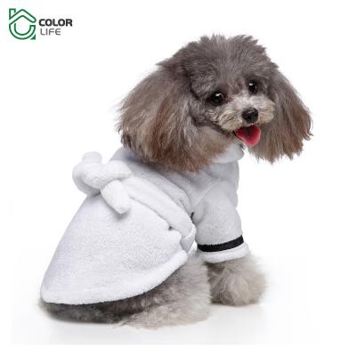 China Wholesale Viable White Comfortable Pet Bathrobe Drying Soft Towels Hooded Absorbent Dog Bathrobe for sale