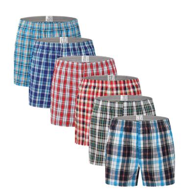 China Breathable Ready To Ship Mens Cotton Plaid Striped Boxers Woven Home Panties Boxer for sale