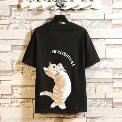 China The Other Lunan Clothing2021 Summer New Japanese White Brick Wall Large Size S-5X HT21119-S25 Back Printing Short Sleeve T-shirt for sale