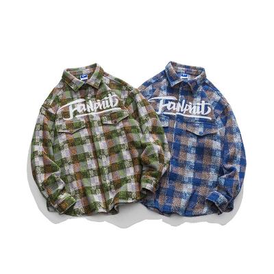 China Anti-pilling New Hang Pai Embroidered Plaid Shirt 371-Fansin Party FC22018 M-5XL S105 for sale