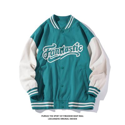 China Anti-pilling 2022 autumn new Hong Kong roll up white background baseball uniform jacket M-5X HJ22383-S75 for sale