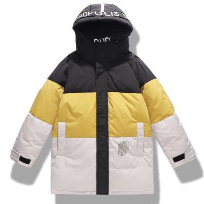 China Lunan Waterproof Clothing | 2021 brand new winter color-block down jacket nc trend warm mid length down jacket for men for sale