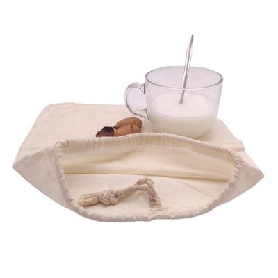 China Organic Milk Filter Cotton Nut Milk Bag Drawstring Nut Milk Bag for sale