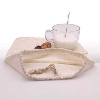 China Hotels Reusable Certified Organic Nut Milk Bag Cotton Nut Bags For Almond Milk Juice Cold Brew Coffee Yogurt Cheese for sale