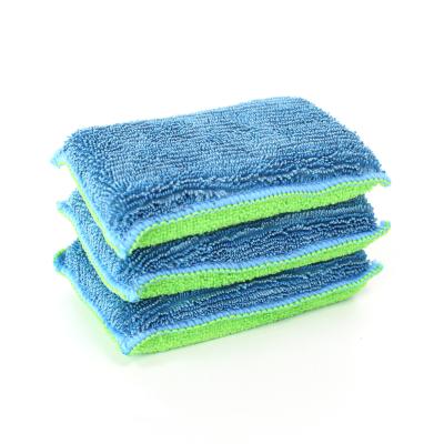 China Viable Wholesale Car Cleaning Rubbing Sponge With Microfiber Cloth for sale