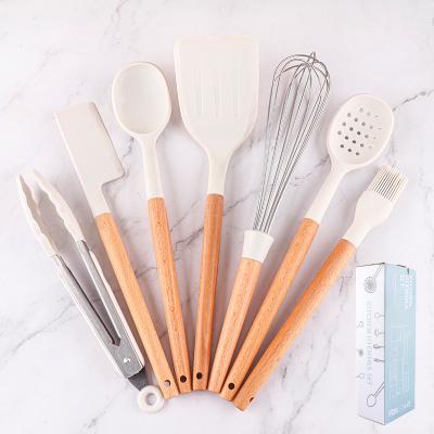 China Sustainable Kitchen 7pcs Heat Resistant Nonstick Accessories Cooking Tools Silicone Cookware Set for sale