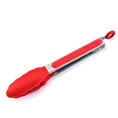 China 9 Inch Durable Heat Resistance Silicone Locking Kitchen Food Tongs Pastry Baking Cake Baking Tools for sale